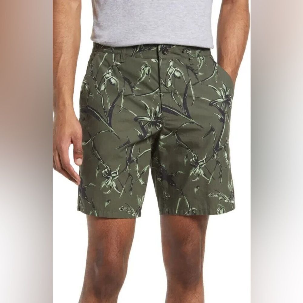Rag & Bone NWT Perry Floral Print Ripstop Cotton shorts in Army Size 34